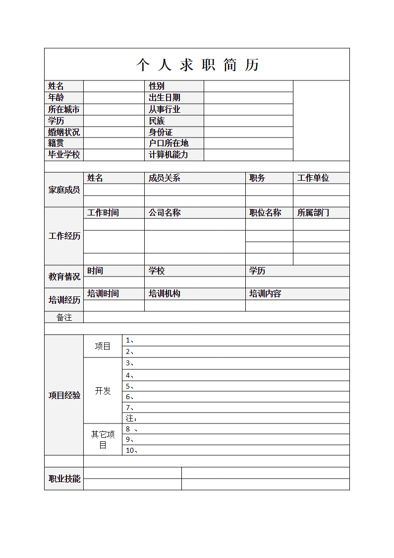 单页表格简历 50.docx