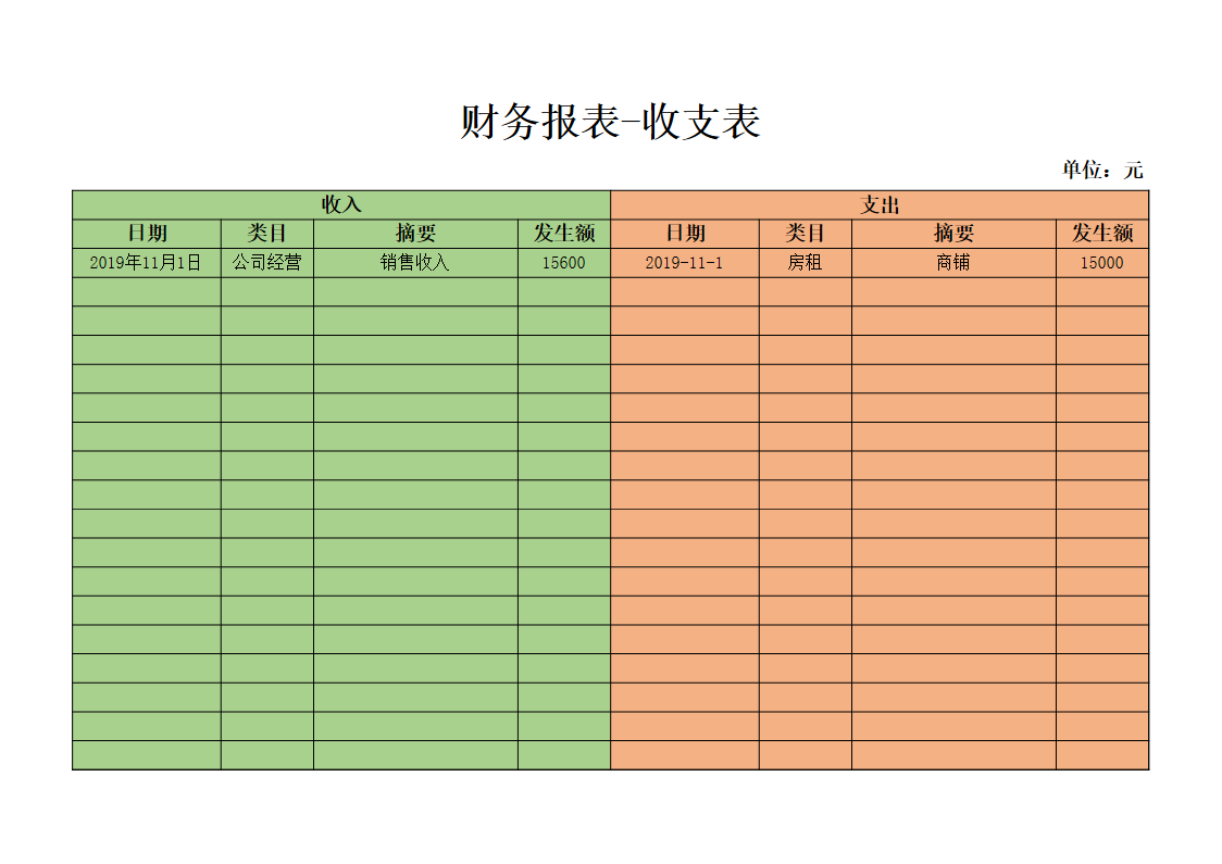财务报表-收支表